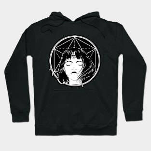 Anime girl Black sacred geometry design Hoodie